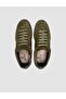 100% Genuine Leather Dark Khaki Suede Lace-Up Women's Shoes Sneakers - 4