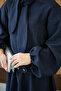 Women's Scarf Collar Cupra Skirt Suit Navy Blue - 6
