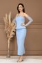 Atlas Lace Detailed Strapless Elibse - Baby Blue - 7
