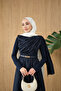 Women's Shawl Detailed Belt Piece Poplin Dress Navy Blue - 6
