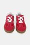 Women's Red Suede Genuine Natural De Leather Size 6-41 Lace-Up Sne Sneakers Shoes - 4