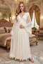 Luxury Lace Piece Bridal Robe Set - Special Design White Satin Nightgown - 2