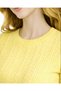 Women's Blonde Hair Knitted Detail Crew Neck Short Sleeve Knitwear Body Blouse - 2