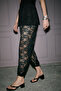 Petkro women's Stretchy fabric skirted Lace black pants - 4