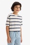 100% Cotton Striped T-Shirt for Boys D7864A826Sm - 2