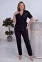 Black Sequined Double Set Plus Size Blouse and Pants - 3