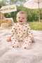 Cream Heart Patterned Baby Romper 100% Cotton Cotton Long Sleeve Snap Fastener Baby Romper