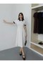 Lunch Lifestyle Women's Polo Collar & Colorful Cuff Half Zipper Long Dress - 5