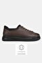 Men's Brown Genuine Natural Leather Leather Stick Lace-Up Sneakers Sneakers Kabi - 3