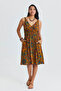 Bohemian Style Double-breasted V-neck Dress - 2