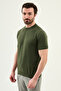 Plain Slim Fit Crew Neck Men's Knitwear T-Shirt Khaki - 11583.26Y - 3