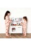 Pink Color Heart & Teddy Bear Pattern Shirt Collar Buttons Milan Fabric Spring Girls' Pajama Set - 3