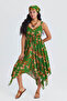 V-Neck Asymmetrical Cut Bohemian Dress - 2