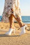 Ashley White Vegan Pointed Toe Closed Front Thin Platform Heeled Slippers - 2