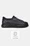 Men's Black Genuine Natural Leather Leather Stick Lace-Up Sneakers Sneakers Kabi