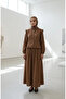 Ruffle Detail Double Suit with Front Buttons 0248-03 Brown - 2