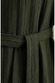 Ruched Textured Belted Dress 2242-03 Khaki - 4