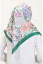 Patterned Soft Scarf 70243-03 Green Navy Blue - 3