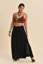 Drape Detailed Slit Long Skirt - 5