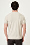 Striped Slim Fit Crew Neck Men's T-Shirt Beige - 36878.26Y - 4