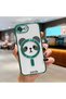 iPhone 16E Compatible Transparent Soft Silicone Magsafe Wireless Phone Case Panda Pattern