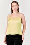 Women Illusion Neck Solid Tank Top, Pale Yellow