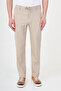 Striped Slim Fit Men's Trousers with Drawstring and Elastic Waist Beige - 38366.26Y - 4