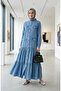 Buttoned Pocketed Denim Dress 33020-01 Blue
