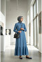 Half-Buttoned Pocketed denim dress 300126-01 blue - 2
