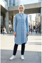 Striped Detailed Denim Tunic 23932-01 Ice Blue