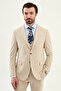 Duz Slim Fit Mono Collar Classic Vest Set Men's Suit Beige - 45441.26Y - 4