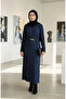 Bürümcük Fabric Belted Dress 2239-05 Navy Blue