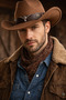 Men's Brown Cowboy Western Style Leather Detailed Vintage Hat - 2