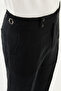 Straight Slim Fit Belt Buckled 100% Linen Men's Trousers Black - 38352.26Y - 2