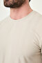 Striped Slim Fit Crew Neck Men's T-Shirt Beige - 36878.26Y - 2