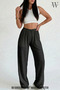 Women's Seersucker Fabric Wide-Leg Pocketless Sweatpants Summer Thin Fabric
