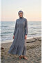 Ruched Textured Belted Dress 2242-05 Gray - 2