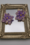 Sementa Purple Flower Design Handmade Polymer Clay Earrings – Lightweight Earrings with Gold Detail - 4