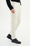 Straight Slim Fit Pleated Men's Trousers with Side Buttons Ecru - 38350.26Y - 3