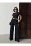 Side Gathered Crop Trousers Set Modern Fit Women