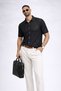 Men's Polo Neck Lace-Like Knit Knitwear T-Shirt Summer Knitwear Buttoned Modern Knitwear - 4