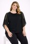 Women's Plus Size Black, Chiffon Yarasakol, Shoulder Stone Striped Detail , Viscose Lined Blouse 65N39424 - 5