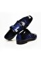 Dark Blue Color Laceless Genuine Leather Men's Shoes - 2