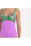 Women's Lilac Floral Print Draped Swimsuit with Tie-Detail Covers on the Back - 3