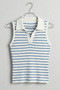 Women's Striped Polo Neck Cotton Piece Set Lycra Rib Knit Body 2022 - 3