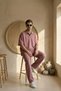 Men's Summer Dusty Rose Tracksuit Set Polo Collar T-Shirt Elastic Lace-Up Baggy Pants Ls-7375 - 2
