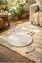 White Color Cotton Rope Cat Scratching Mat - Natural Knitted Cat Bed Oval 35X60 cm