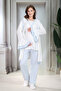 New Season Blue Shawl Collar Ruffled Summer Design Short Sleeve Maternity Maternity Dressing Gown Pajama Set Set - 5
