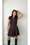 Buketli̇ Women's Polo Collar Waist-Fitted A-Line Short Knitted Dress - 4
