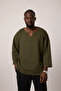 Men's V-Neck Khaki Fakir Sleeve